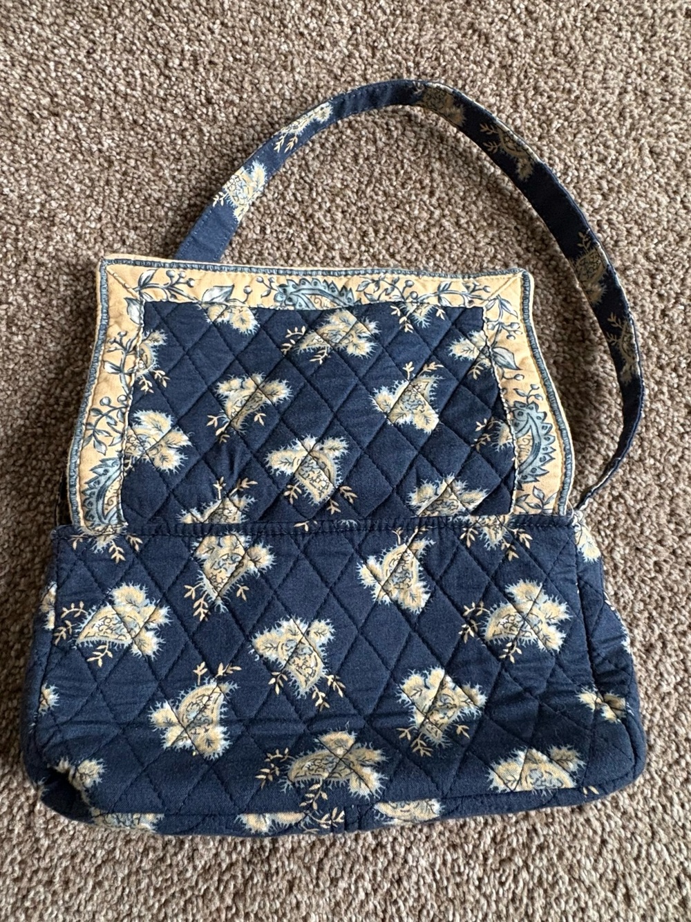 Quilted Floral Crossbody Bag - Navy and Cream - Picture 4 of 6